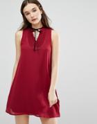 Qed London Sleeveless Tie Neck Dress - Red
