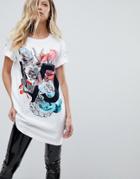 Versace Jeans Longline T-shirt With Tiger Logo - White
