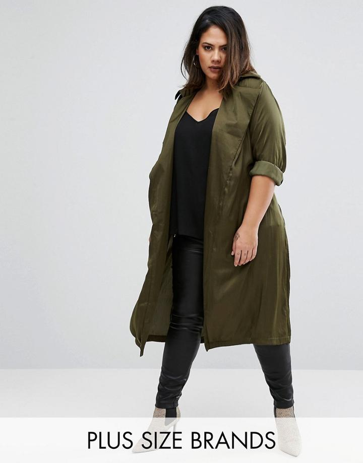 Elvi Plus Trench Coat - Green