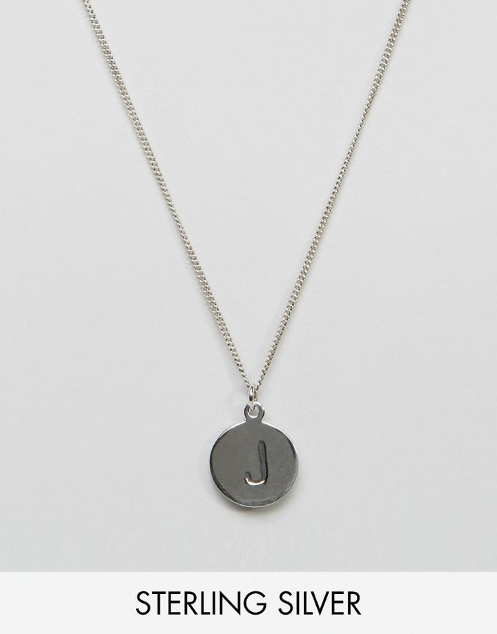 Fashionology Sterling Silver J Alphabet Necklace - Silver