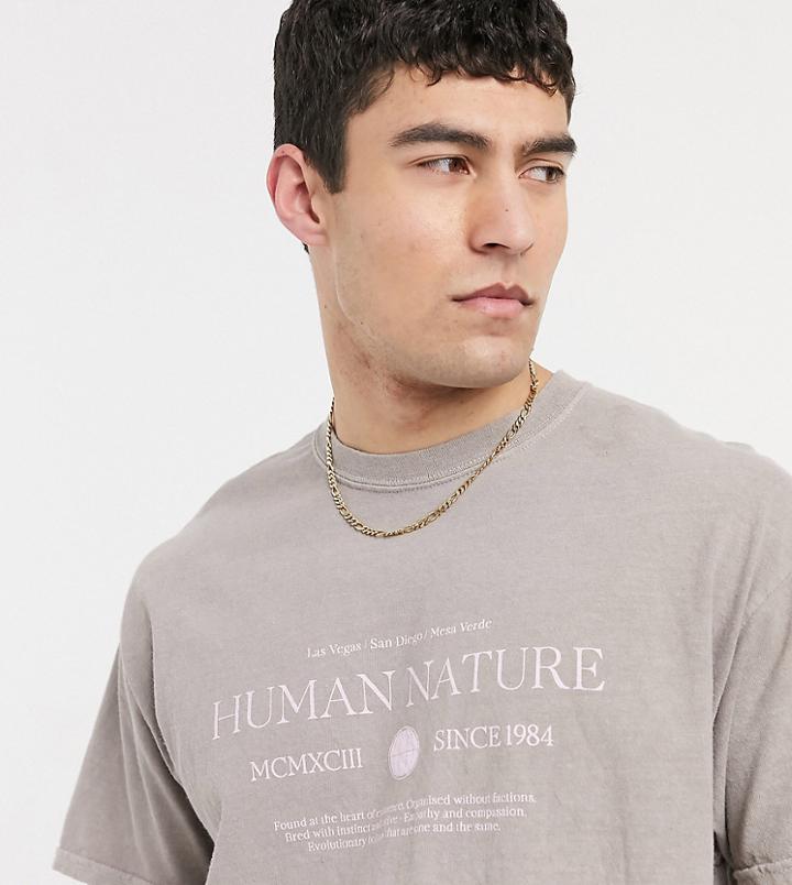 New Look Oversized T-shirt With Human Nature Print In Overdye Light Brown