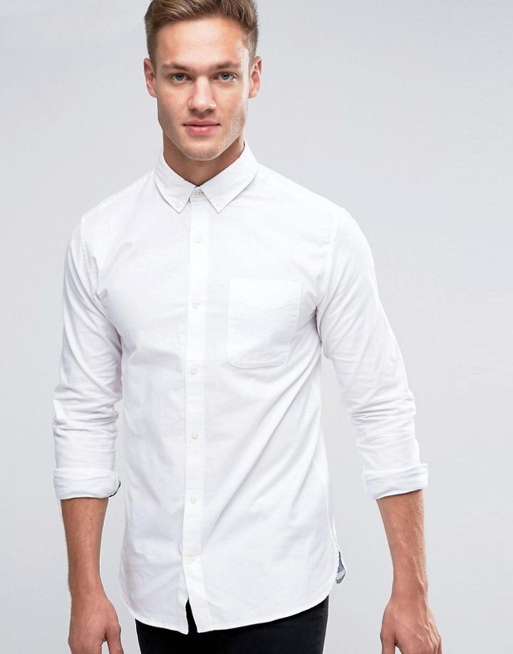 Jack & Jones Premium Long Sleeve Oxford Shirt - White