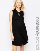 Bluebelle Maternity Swing Dress With Collar - Black
