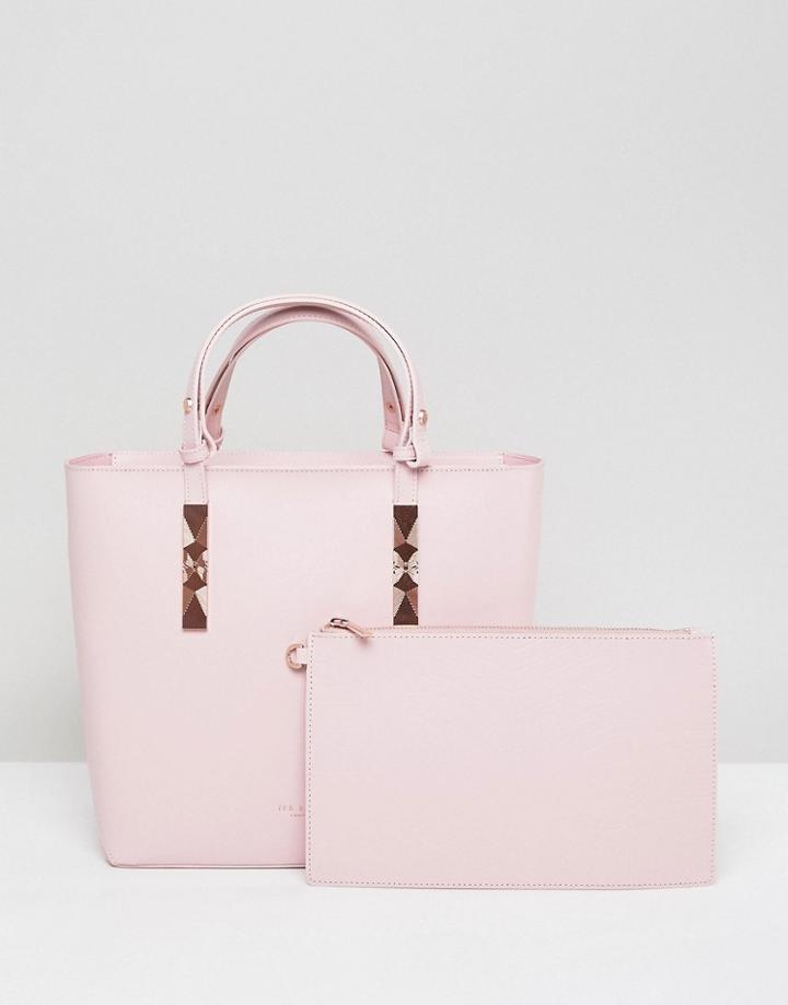 Ted Baker Leather Tote Bag With Adjustable Handles - Pink