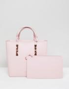 Ted Baker Leather Tote Bag With Adjustable Handles - Pink