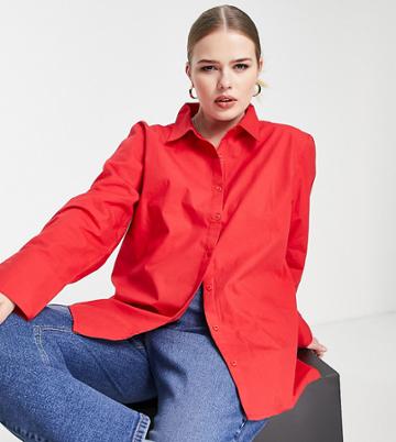 Extro & Vert Plus Cotton Oversized Shirt In Red