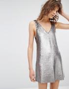 Mango All Over Sequin Cami Dress - Silver