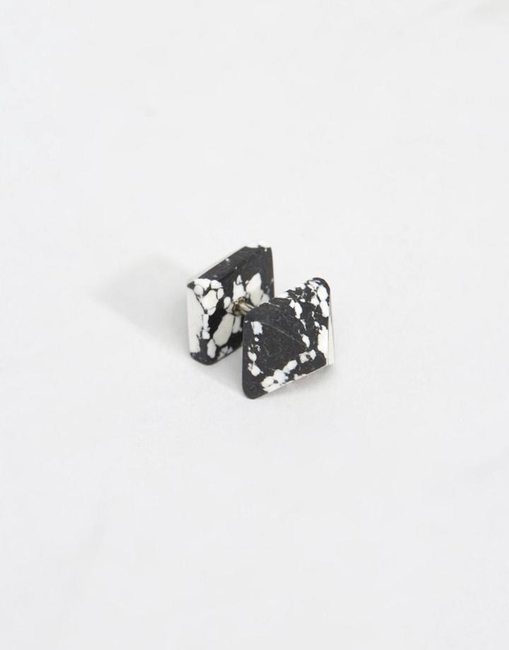 Asos Pyramid Plug Earrings Stone Effect - Black
