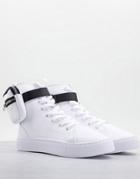 Asos Design Dexie High Top Sneakers With Pocket Bag In White