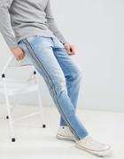 Jack & Jones Side Stripe Tapered Jeans - Blue