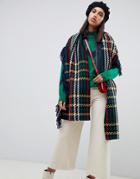 Asos Design Woven Check Scarf With Fringed Edge - Multi