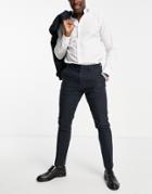 Asos Design Skinny Wool Mix Pants In Navy Twill