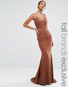 Jarlo Tall Strappy Maxi Dress With Waist Cutout Detail - Brown