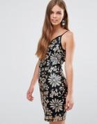 Love & Other Things Floral Pencil Cami Dress - Black