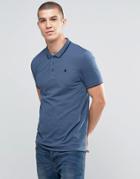 Asos Muscle Pique Polo Shirt With Tipped Collar And Logo In Blue - Blue
