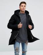 Armani Jeans Wool Hooded Coat Black - Black