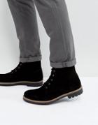 Dead Vintage Lace Up Boots In Black Suede - Black
