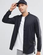 Pull & Bear Longline Bomber Shirt In Black In Regular Fit - Black