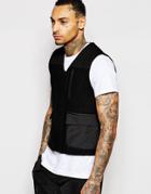 Asos Slim Vest In Harris Tweed - Black