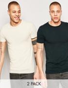 Asos Extreme Muscle T-shirt With Crew Neck In Dark Green And Cement Save 17%