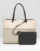 New Look Two Tone Shopper Bag - Beige