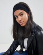 Asos Design Wide Jersey Headband In Black - Black
