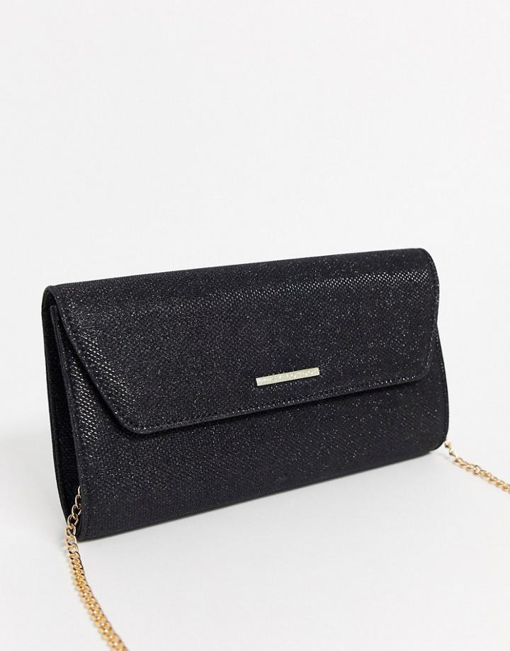 Lipsy Glitter Envelope Clutch Bag In Black
