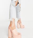 Daisy Street Exclusive Platform Mule Sandals In Peach Croc-pink
