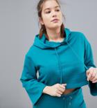 South Beach Plus Crop Oversized Hoodie In Blue - Green