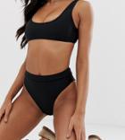 Missguided Mix And Match High Leg Bikini Bottoms In Black - Black