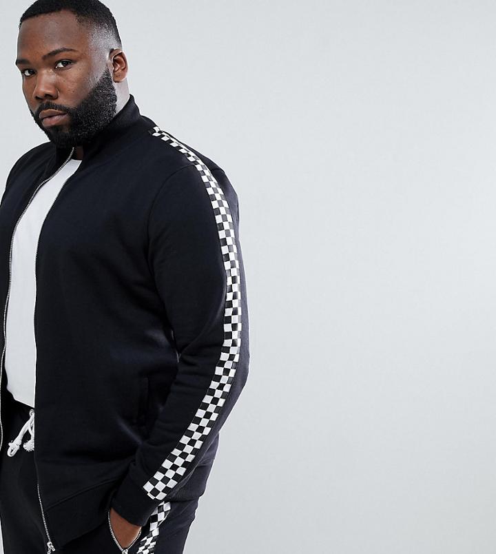 Criminal Damage Plus Track Top With Checkerboard Stripe Exclusive To Asos - Black
