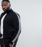 Criminal Damage Plus Track Top With Checkerboard Stripe Exclusive To Asos - Black