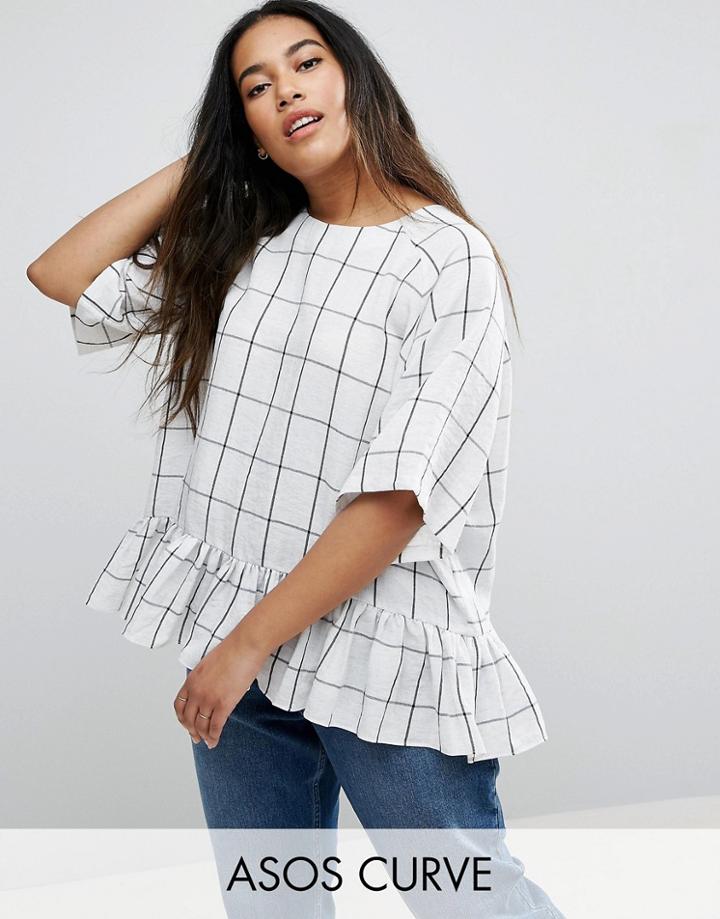 Asos Curve Oversized Top In Grid Check - Multi