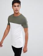 Asos Design Muscle Fit T-shirt With Contrast Yoke In White