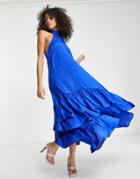 Topshop Halter Midaxi Dress In Cobalt Blue
