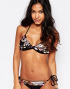 South Beach Pearly Sequin Crochet Bikini Top - Black Pealy Sequins