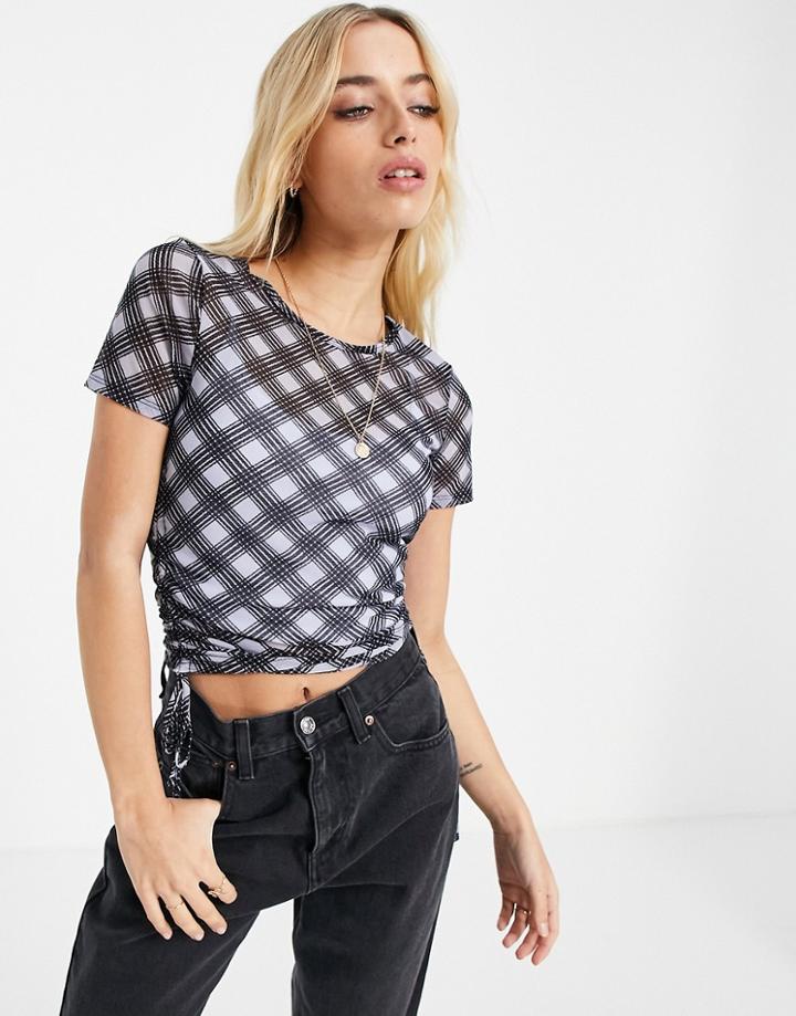 Hollister Short Sleeve T-shirt In Plaid-black