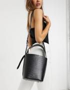 Reiss Hudson Mini Bucket Bag In Black Croc