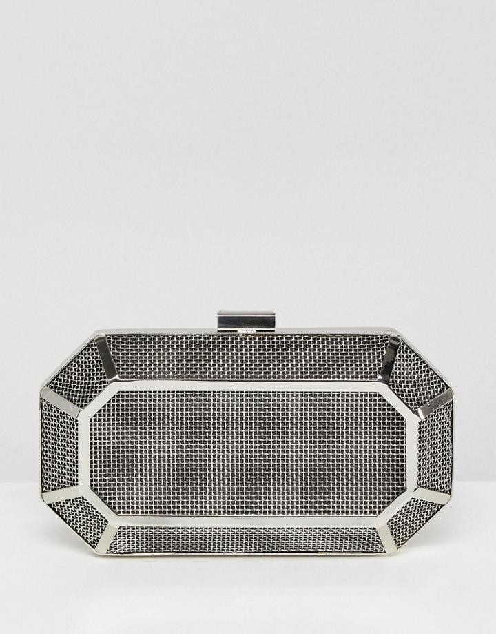 Asos Grid Box Clutch Bag - Silver
