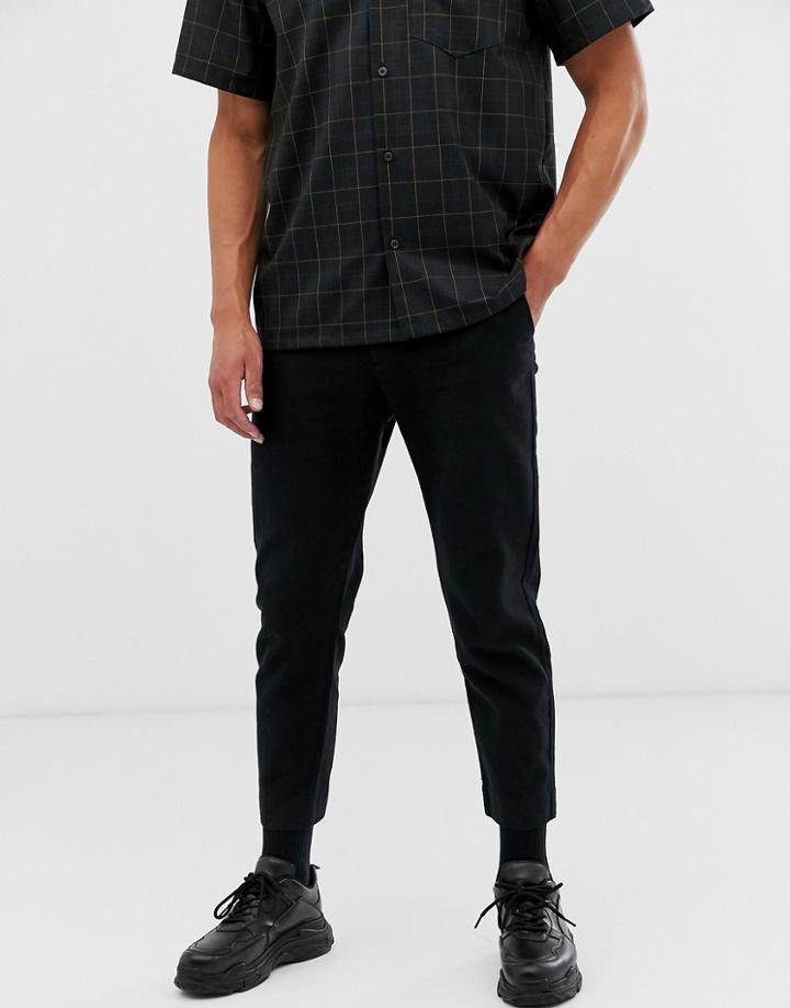 Weekday Arbus Twill Pants In Black - Black