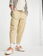 Pull & Bear Balloon Fit Pants In Stone-neutral