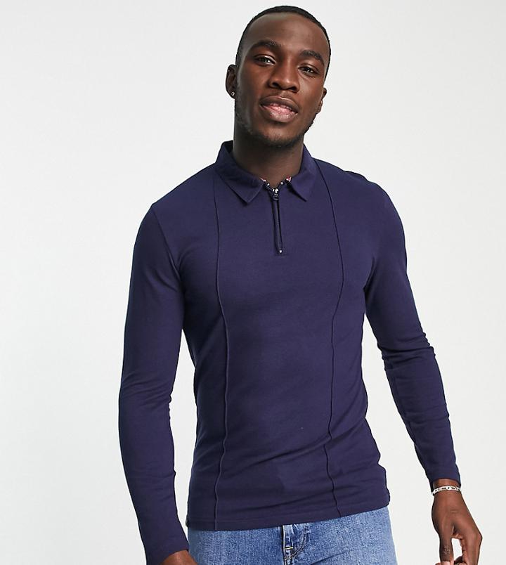 Le Breve Tall Roll Sleeve T-shirt In Navy