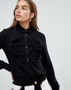 Love Moschino Ruffle Heart Detail Shirt - Black