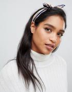 Asos Design Headband With Bow Front In Mixed Stripe - Multi
