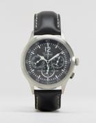 Techne Merlin Chronograph Leather Watch In Black - Black