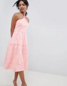 Asos Design Tiered Lace Prom Dress - Pink