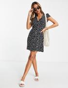 & Other Stories Button Down Mini Dress In Black Print