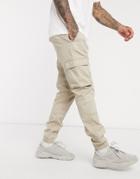 Only & Sons Slim Fit Cargo With Cuffed Bottom In Sand-neutral