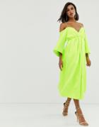 Asos Edition Strappy Structured Trapeze Dress - Green