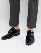 Zign Patent Monk Shoes In Black - Black